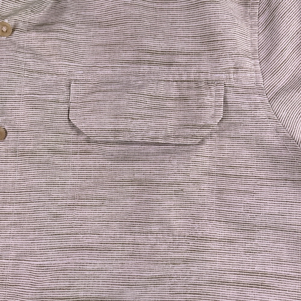 Chaps Mens Large Short Sleeve Button Down Shirt Heather Gray Green Striped Mesh - Picture 4 of 13